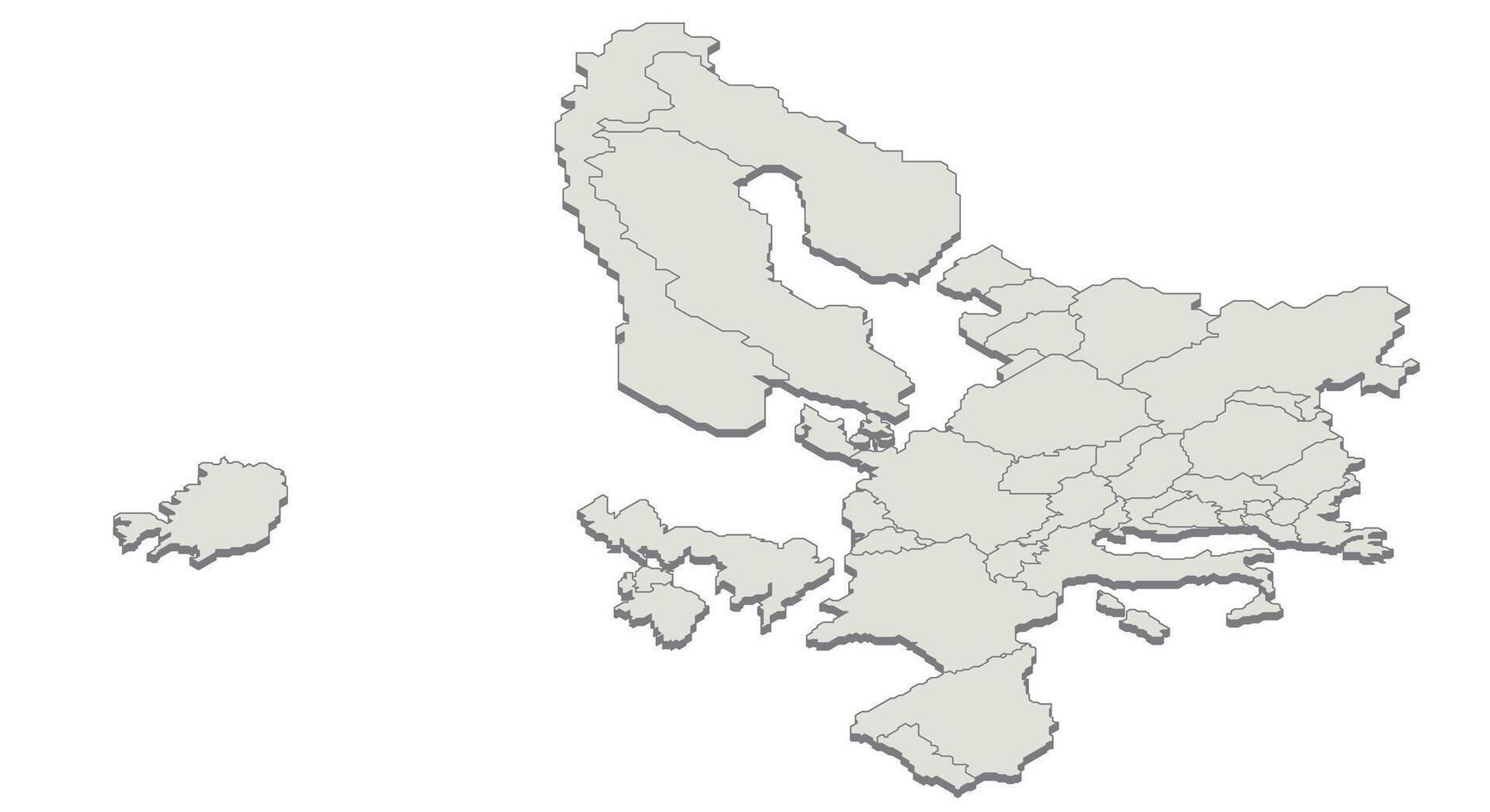Isometric illustration of a map of Europe. Illustration of a continent in isometric style. vector
