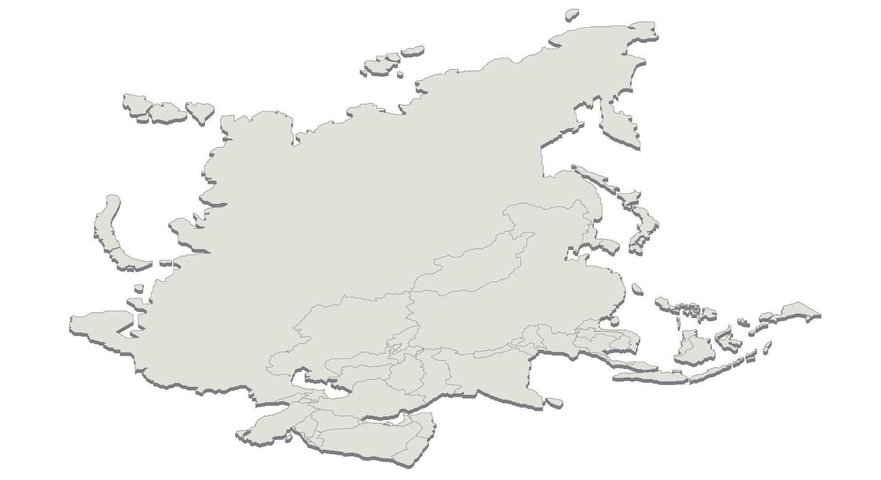Isometric illustration of a map of Asia. Illustration of a continent in isometric style. vector