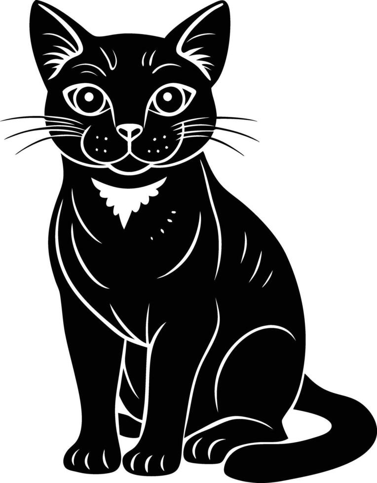 black and white silhouette of a cat vector