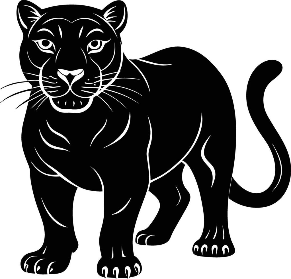 black panther silhouette on white background vector