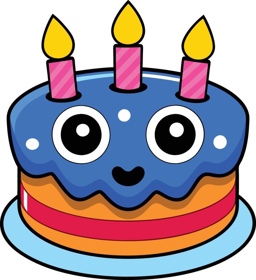 a cartoon birthday cake with candles on it vector