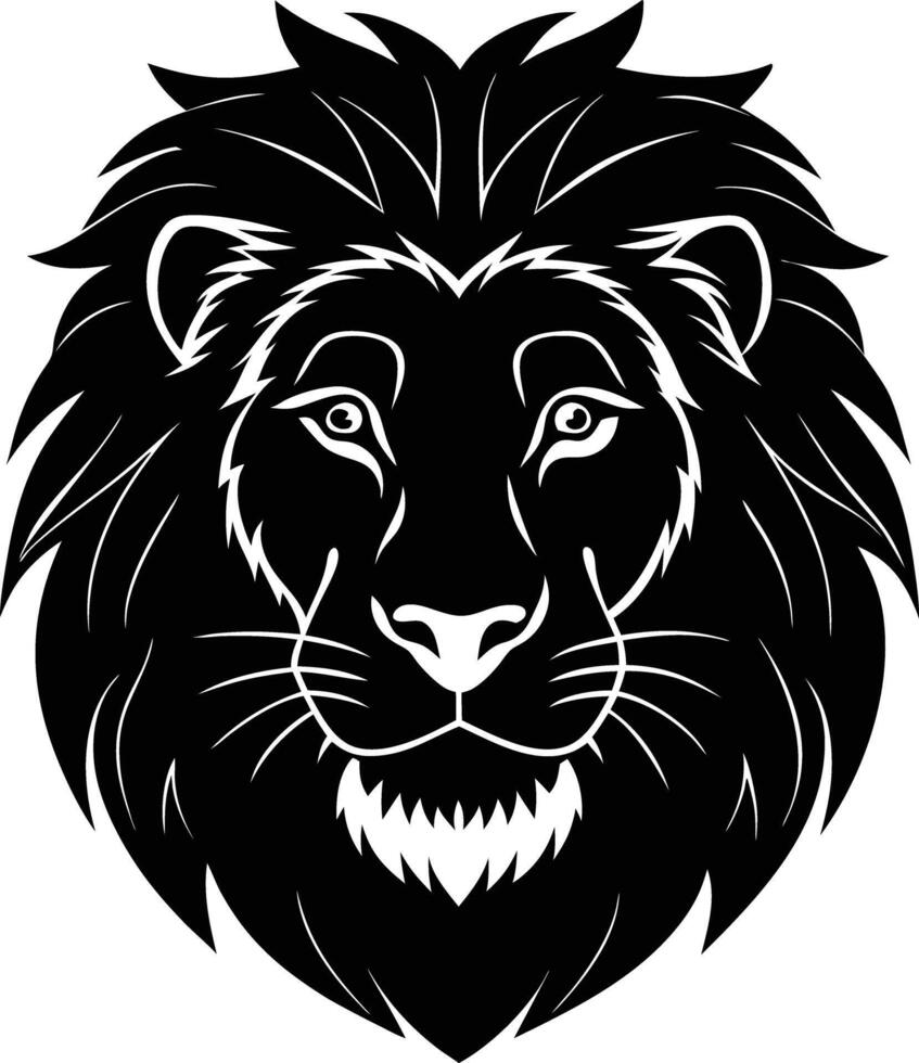 lion head silhouette on white background vector
