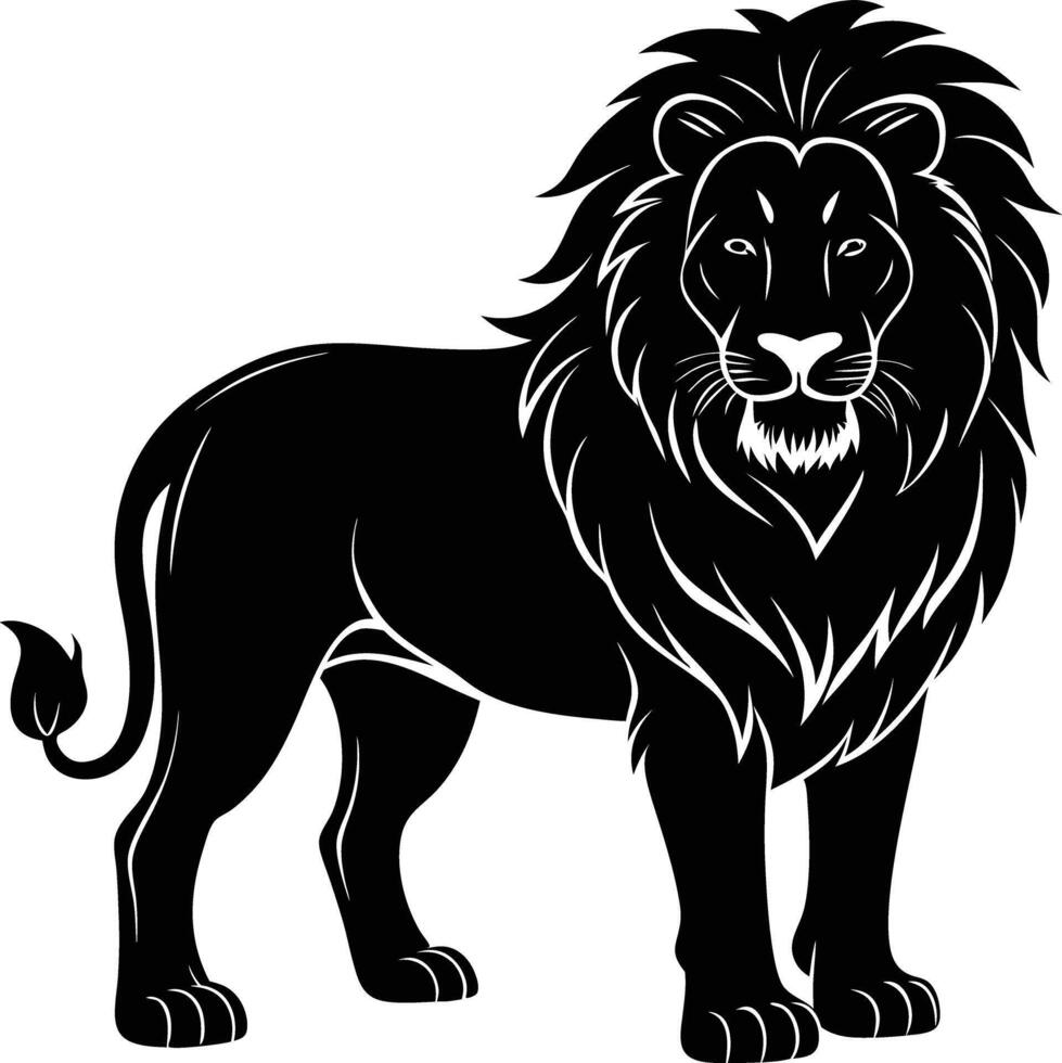 a black and white lion silhouette on a white background vector