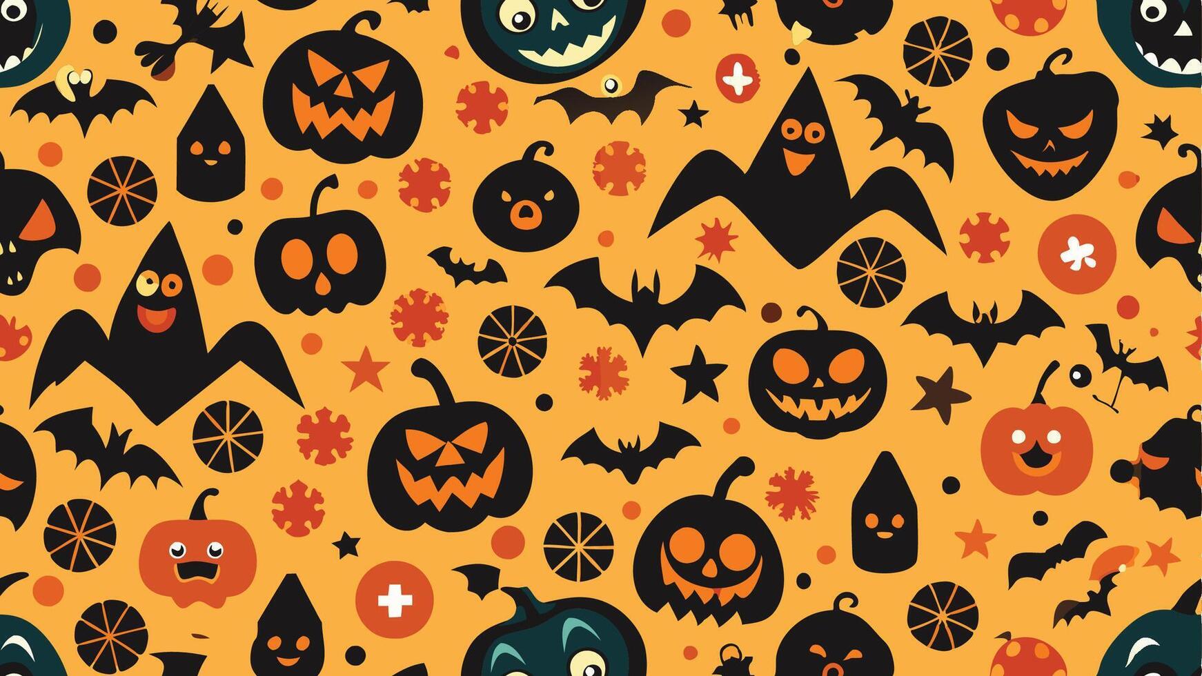 halloween seamless pattern with pumpkins and bats vector