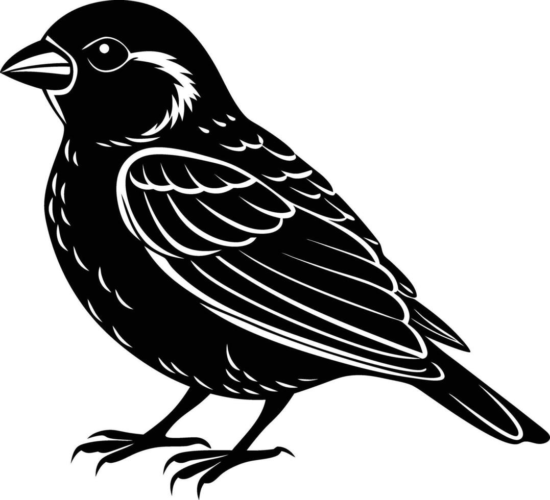 black and white illustration of a bird vector