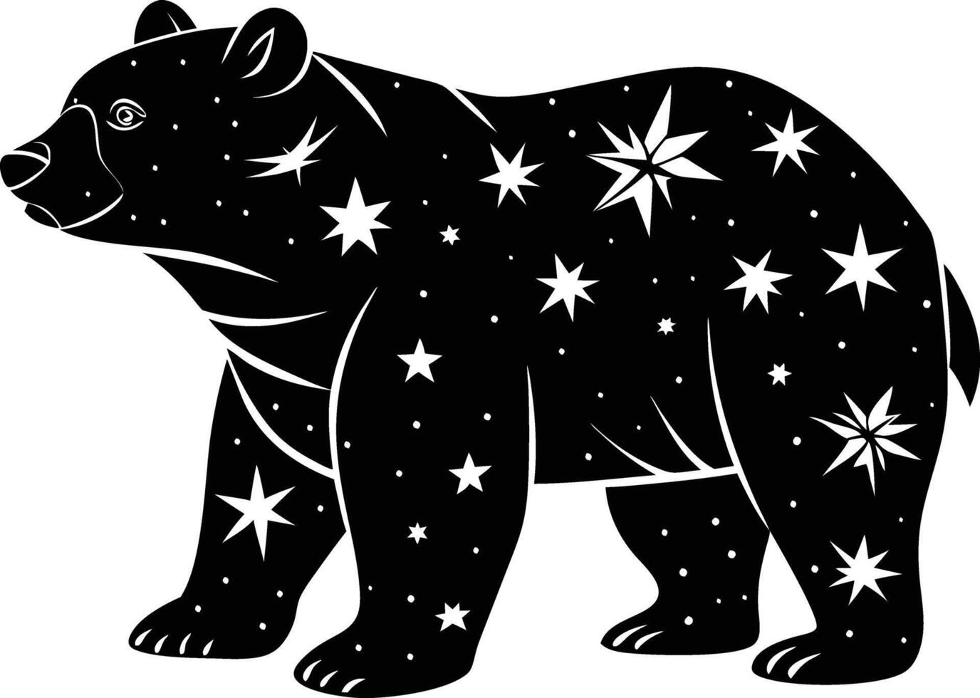 a black bear with stars on its face vector