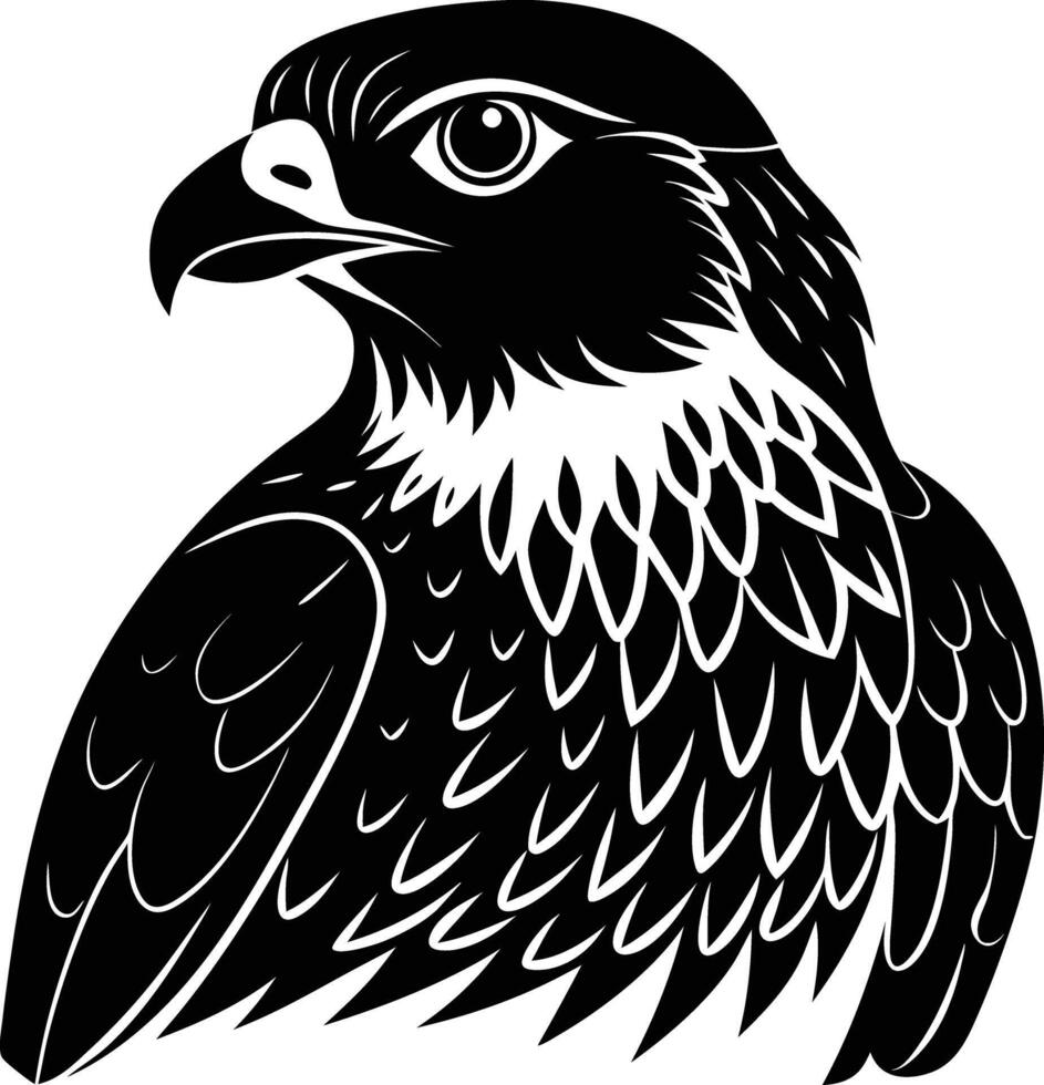 black and white illustration of a hawk vector