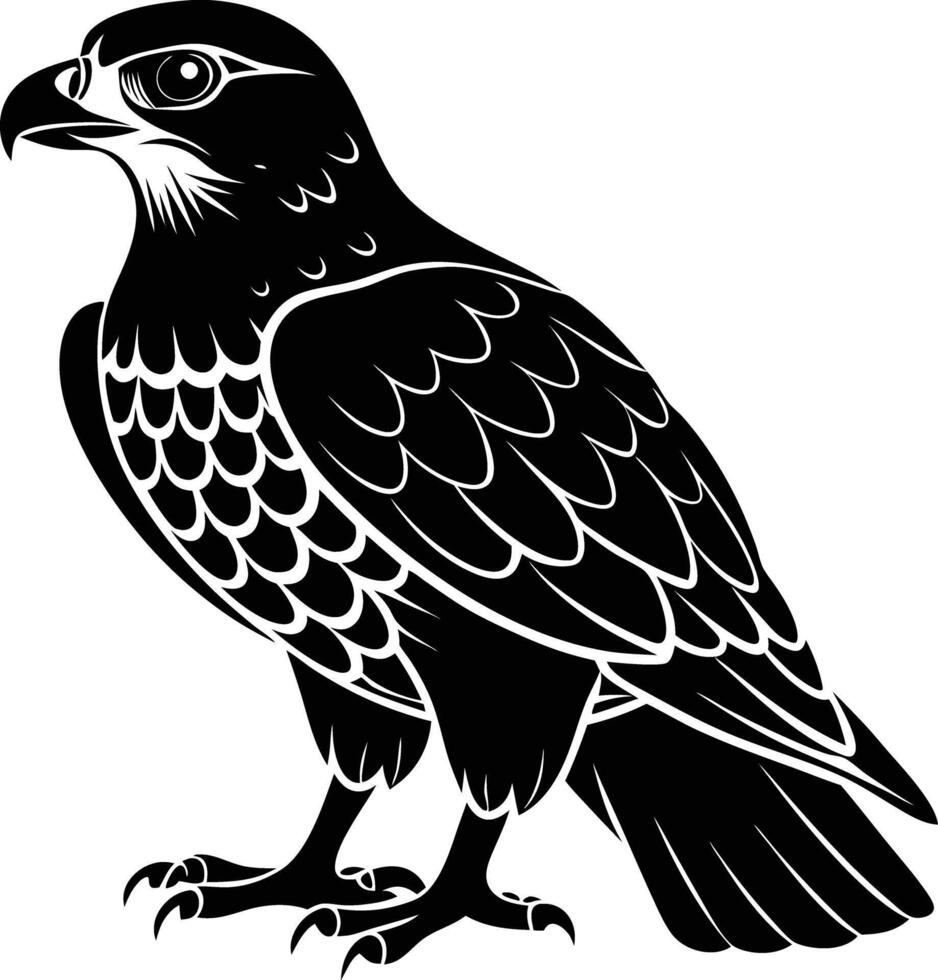 black and white illustration of a hawk vector