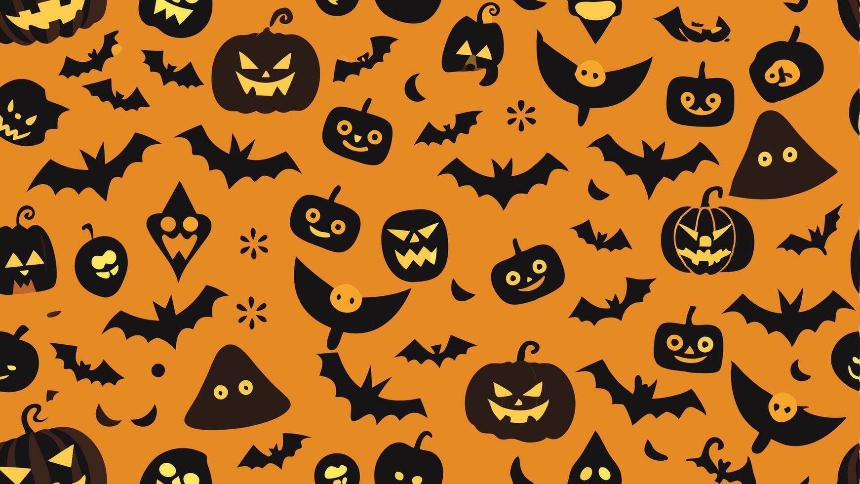 halloween pumpkin and bats pattern vector
