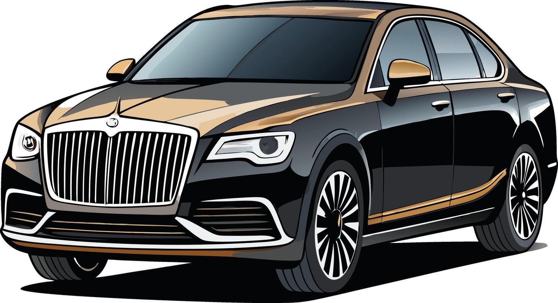 a black and gold car on a white background vector