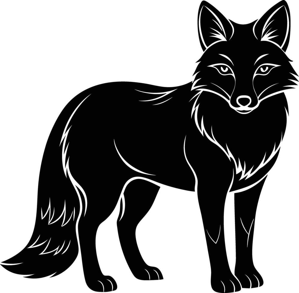 black and white silhouette of a fox vector