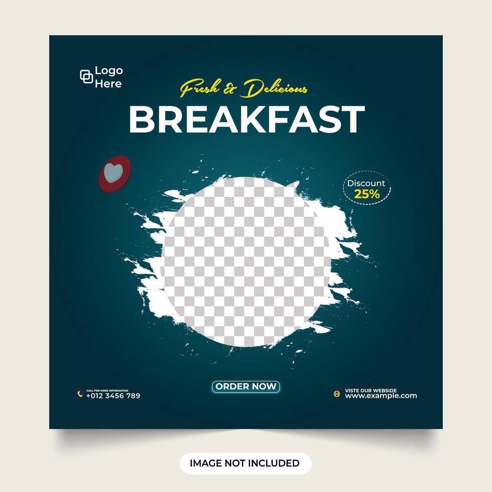 Fresh and delicious breakfast social media post. Special food social media banner template for facebook and instagram post template. vector