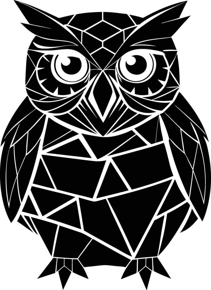an owl with geometric shapes on it's face vector