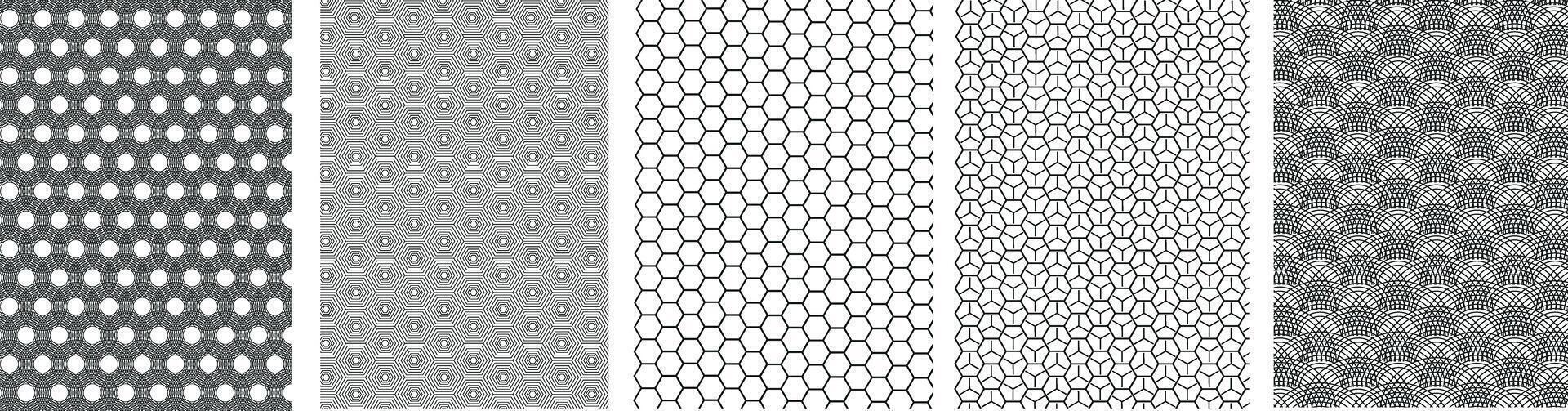 Seamless Geometric Abstract Pattern Background, Unique Colorable Seamless Pattern Set. vector