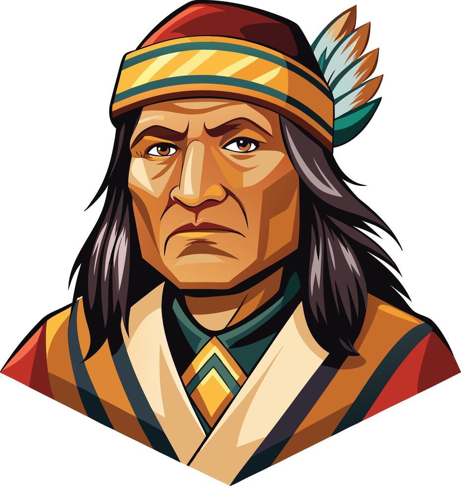 Geronimo native american indian man illustration vector