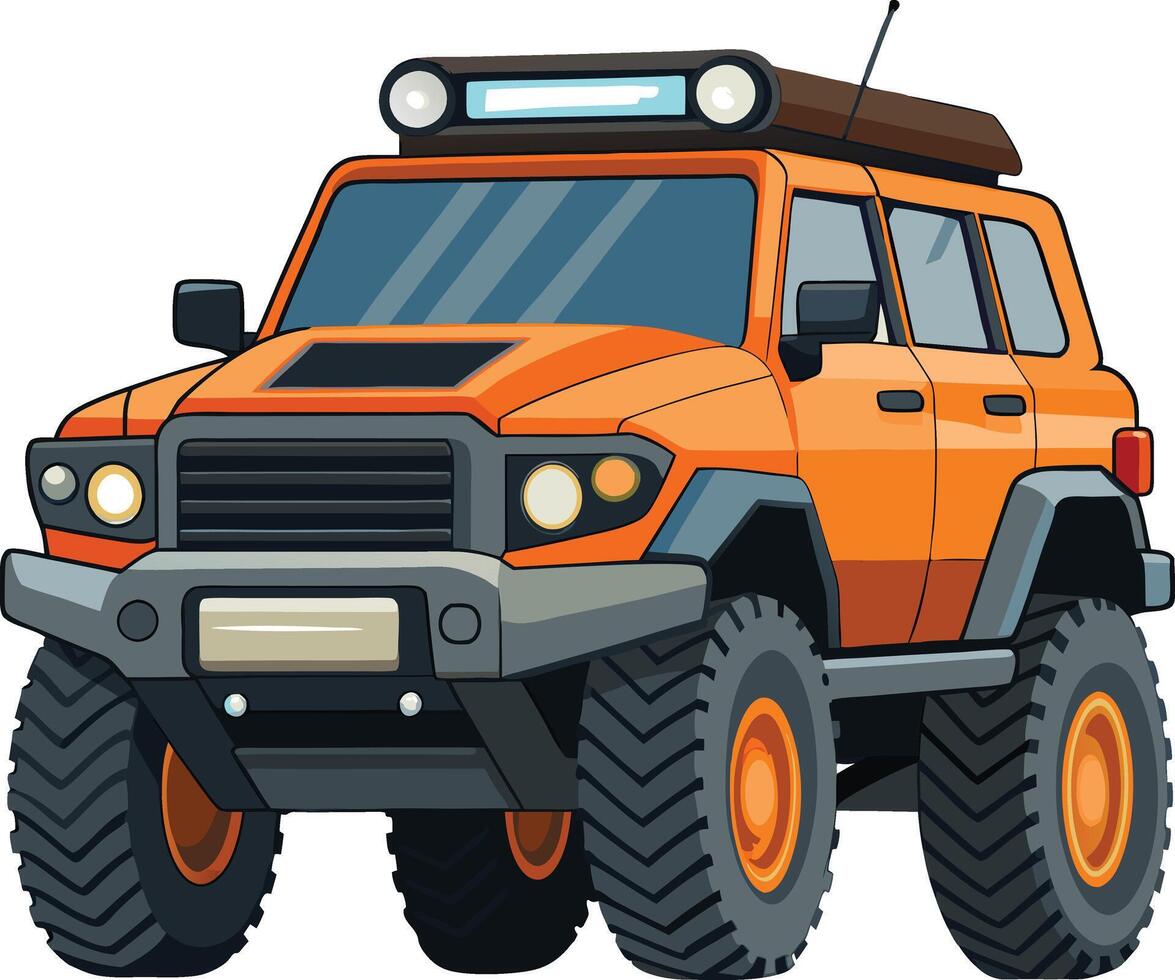 an orange off road vehicle with a roof rack vector