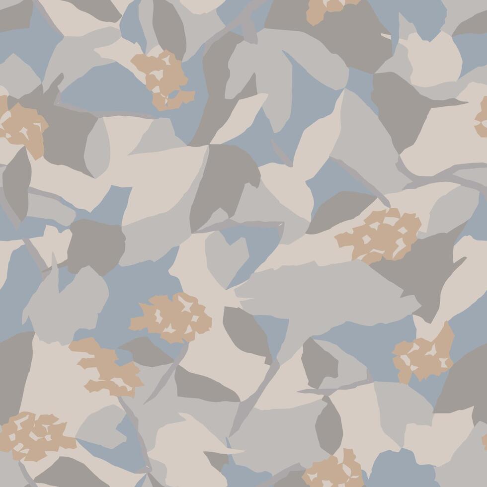 Flower and leaf botanical illustration seamless repeat pattern vector