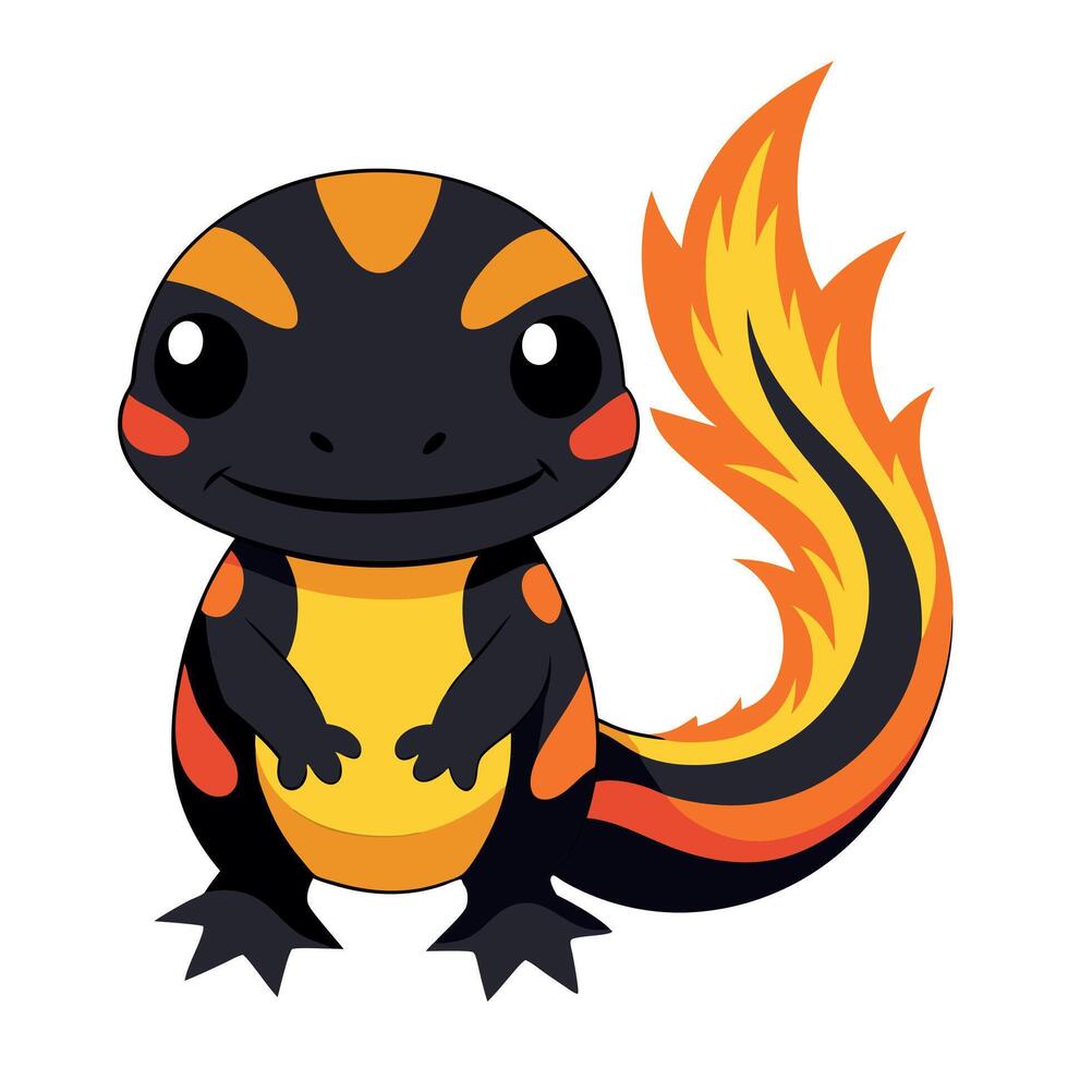 Fire Salamander lizard goes kawaii vector