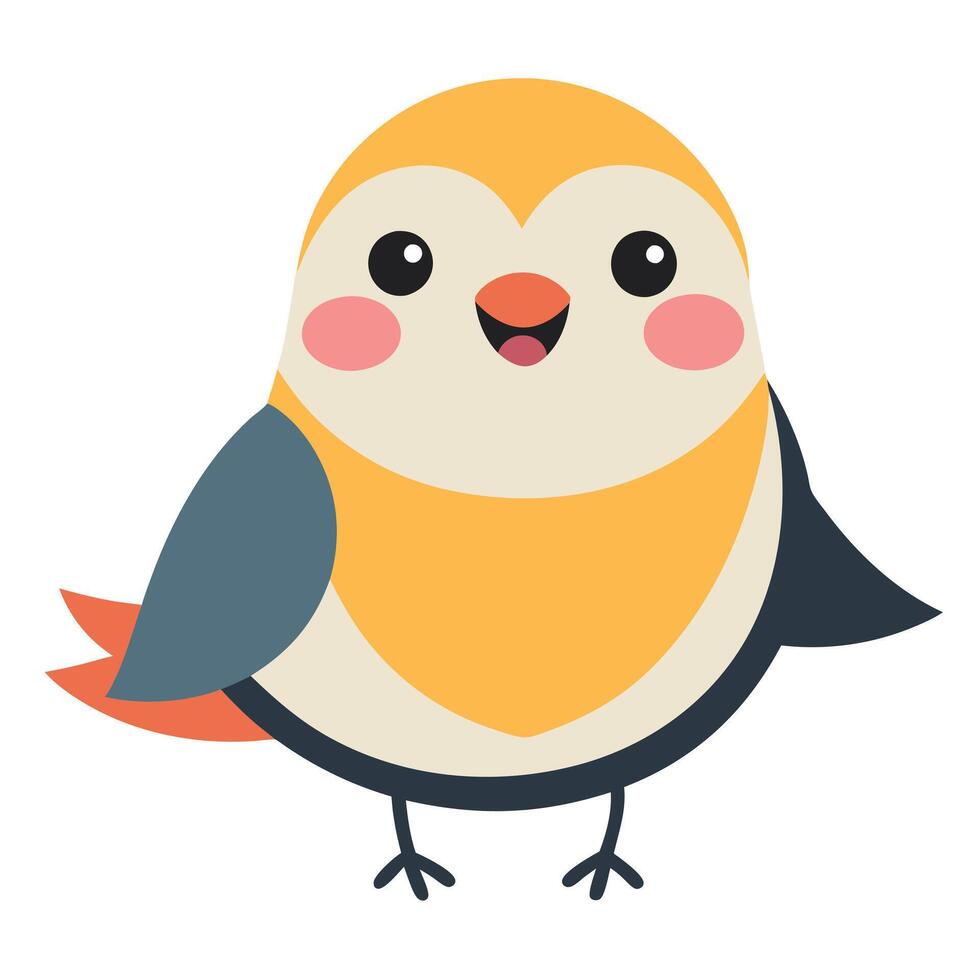 Finch bird smiles kawaii vector