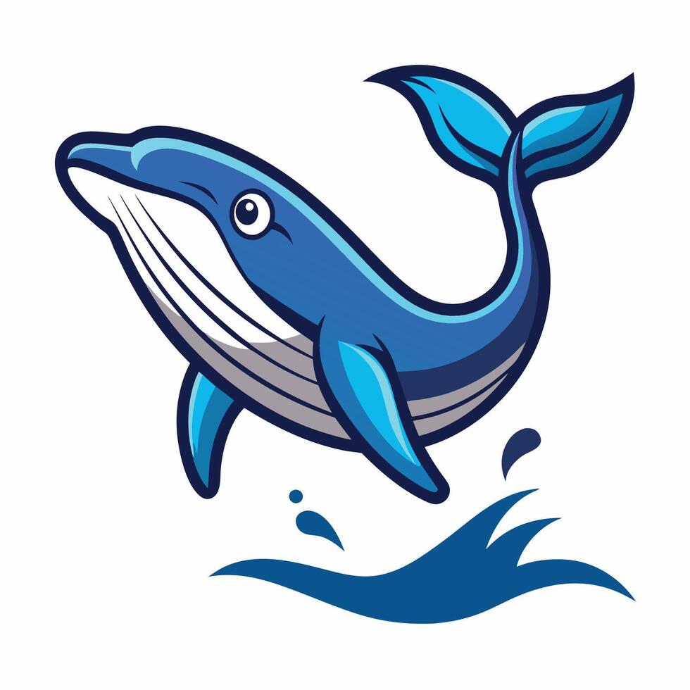 Fin Whale fish jumps kawaii vector
