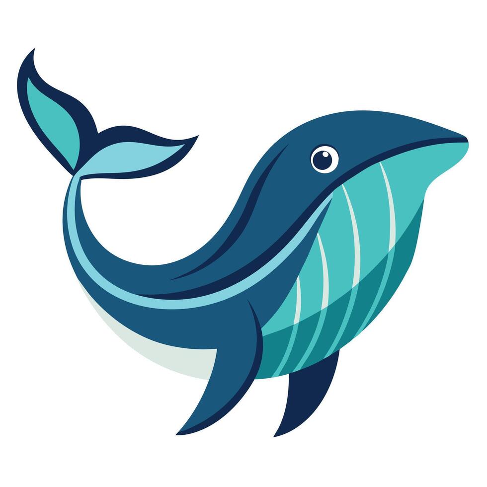 Fin Whale fish goes kawaii vector