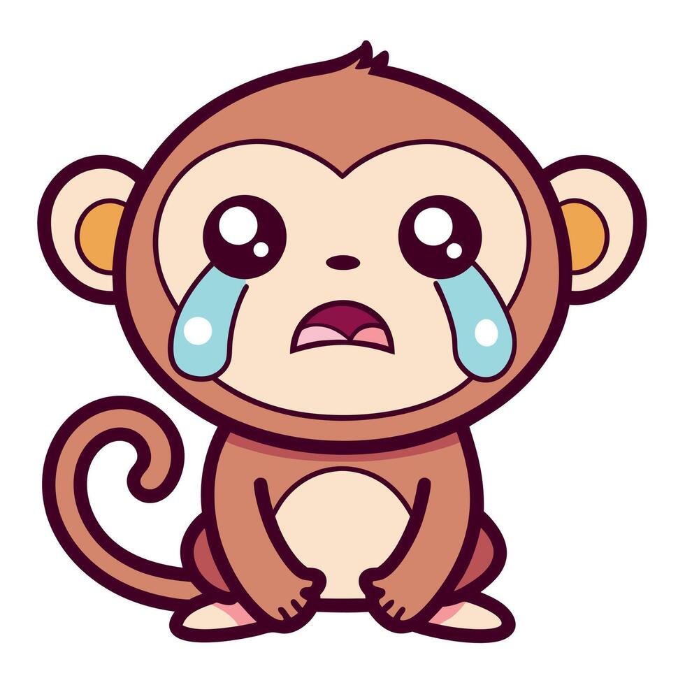 Finger Monkey cries kawaii vector