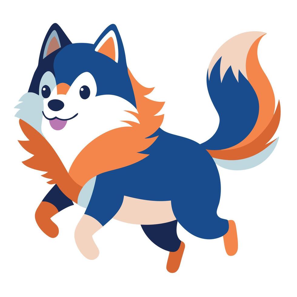 Finnish Lapphund dog runs kawaii vector