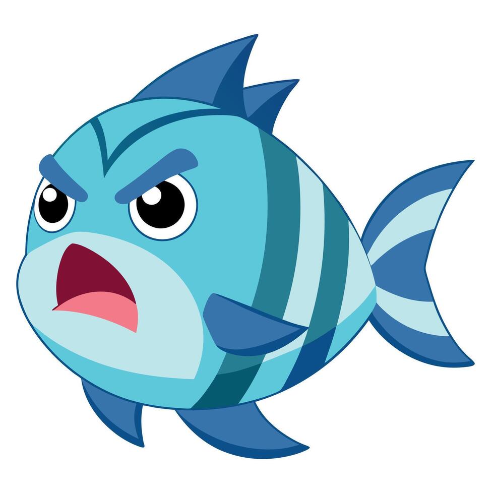 Fish angry kawaii vector