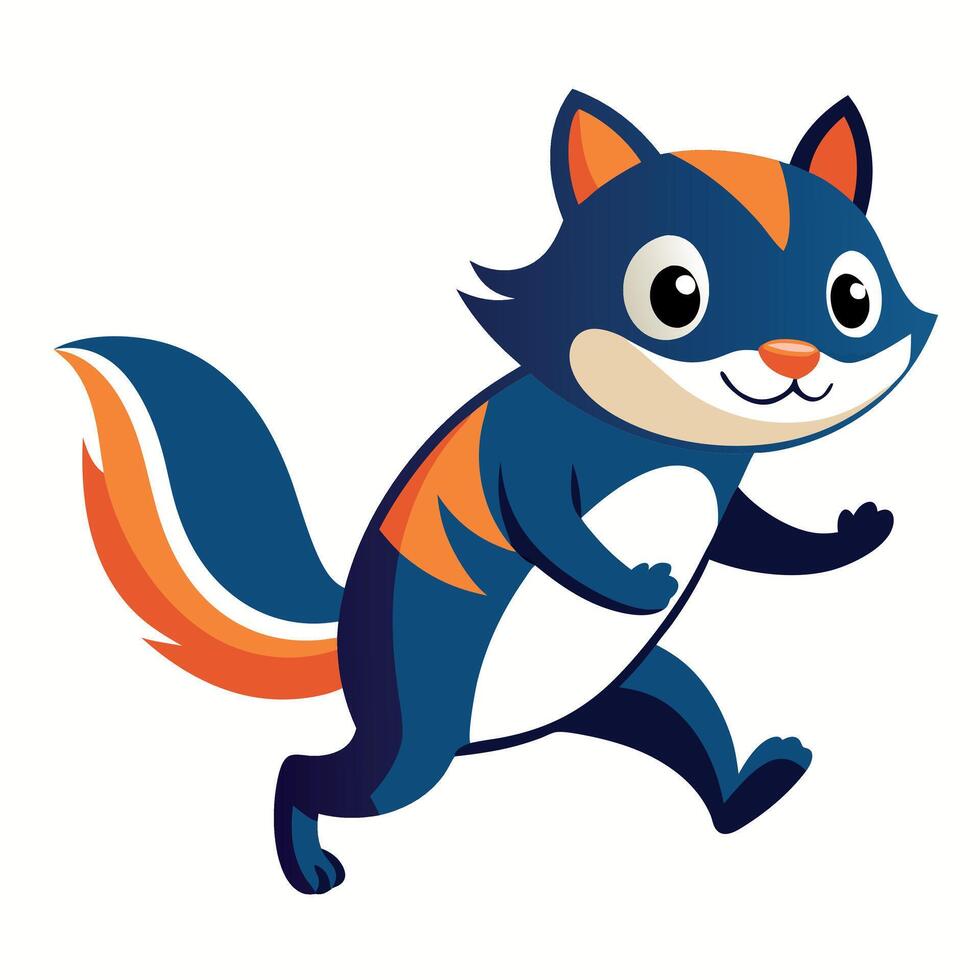 Fisher Cat runs kawaii vector