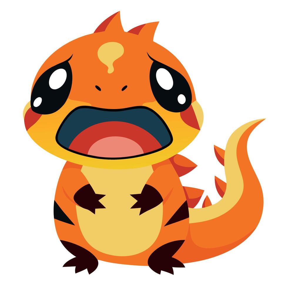 Fire Salamander lizard cries kawaii vector