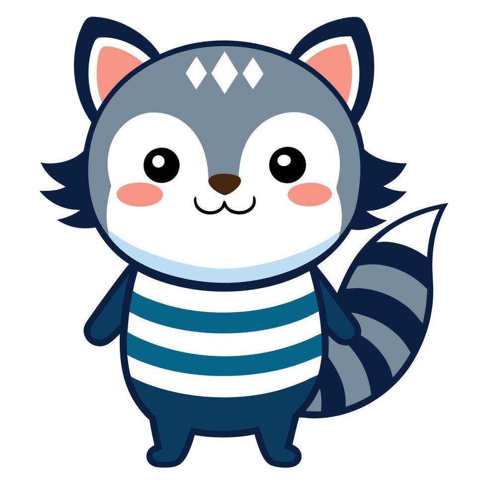 Fisher Cat play kawaii vector