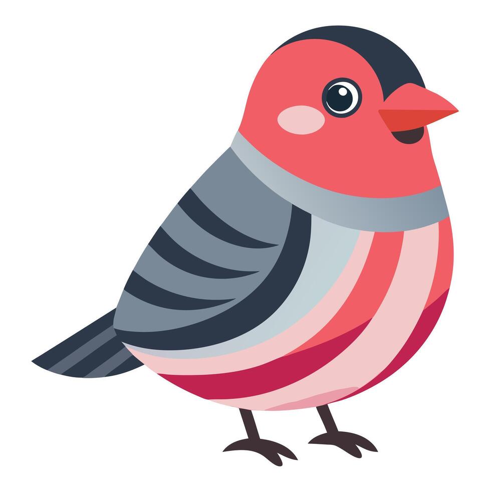 Finch bird stands kawaii vector