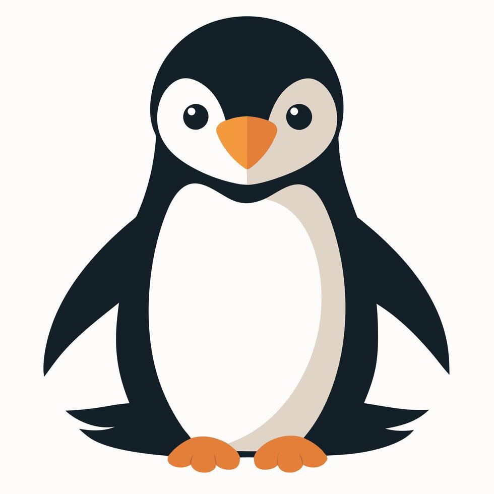 Fiordland Crested Penguin sits kawaii vector