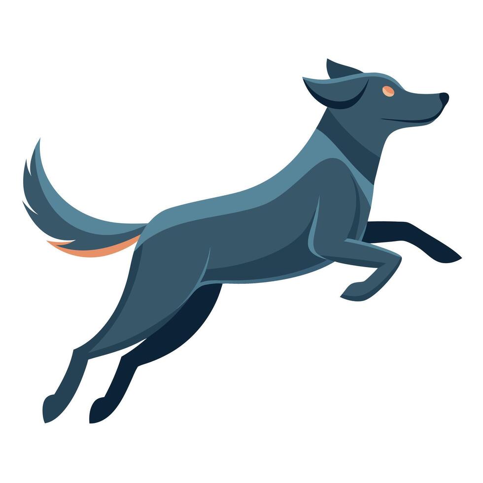 Flat Coat Retriever dog jumps kawaii vector