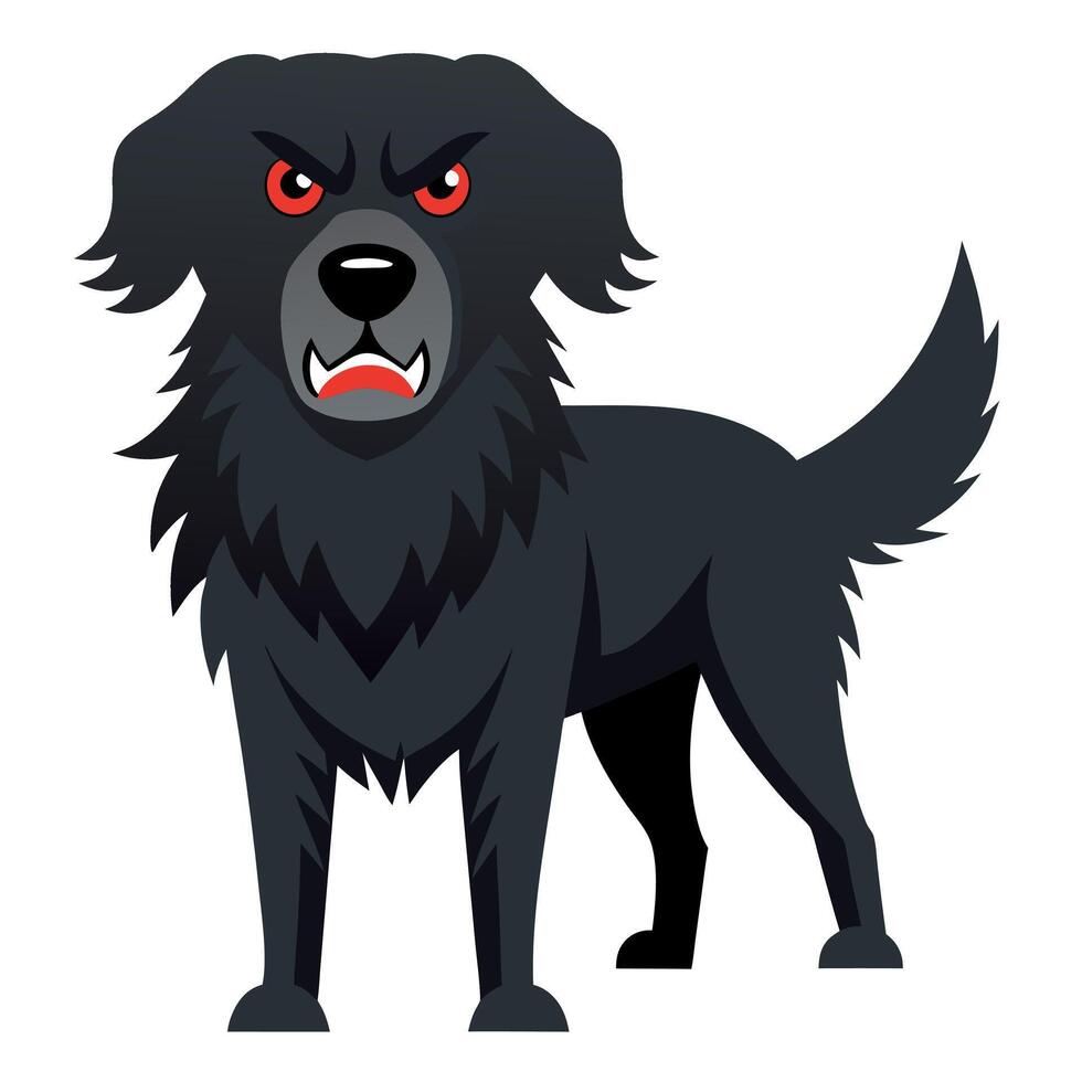 Flat Coat Retriever dog angry kawaii vector