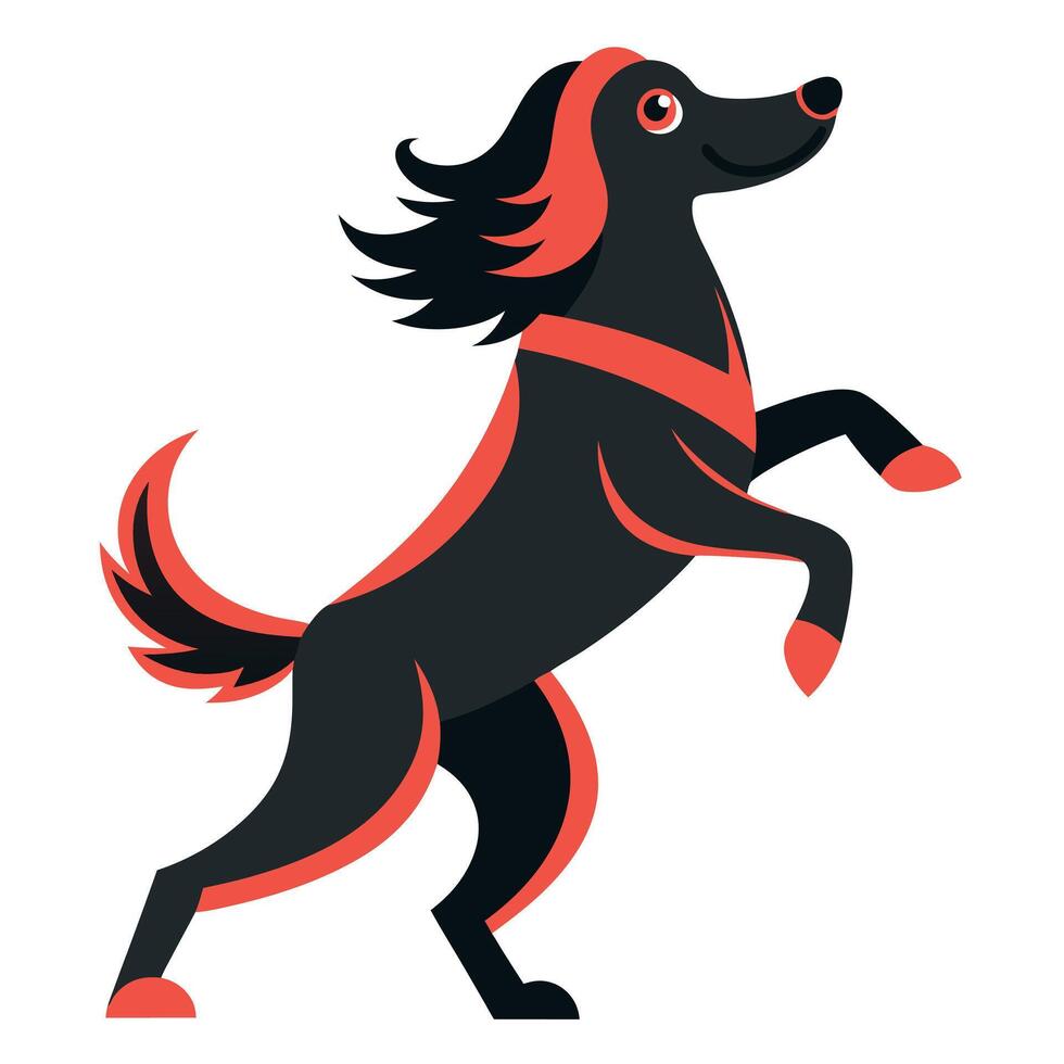 Flat Coat Retriever dog dancing kawaii vector