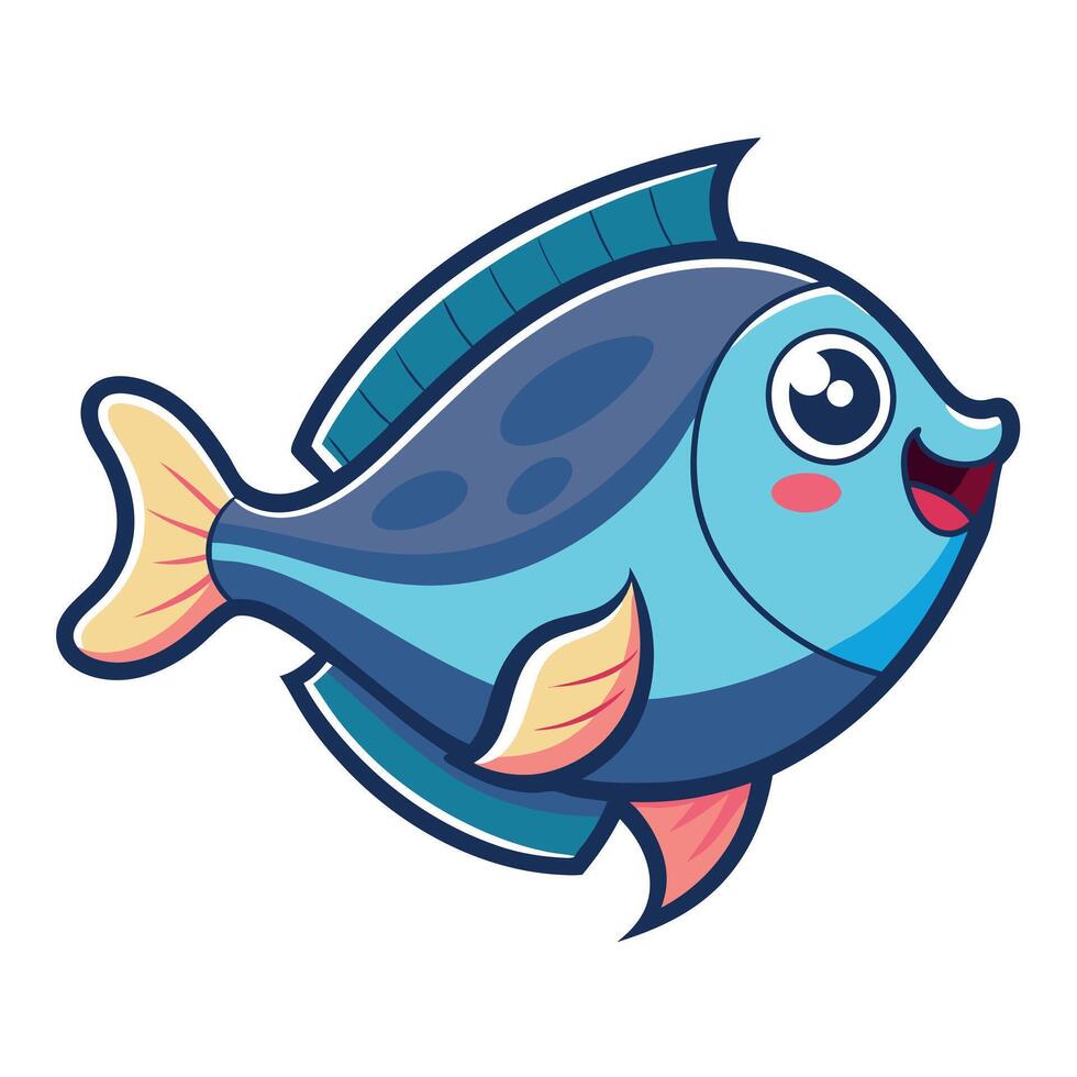 Flounder Fish jumps kawaii vector