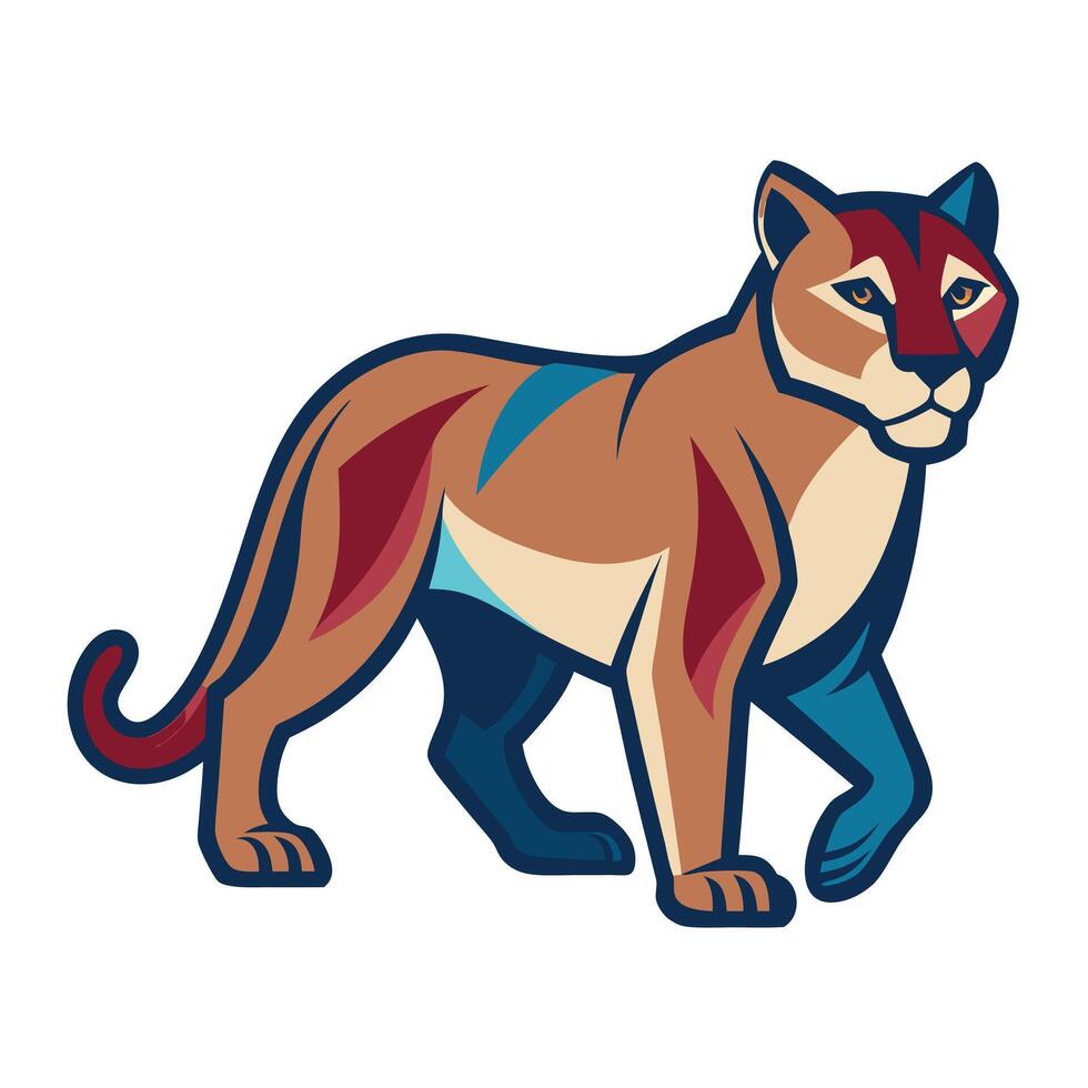 Florida Panther walks kawaii vector