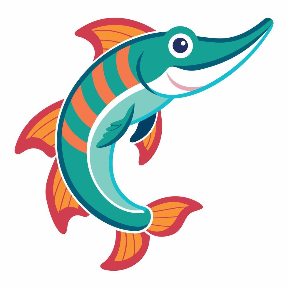 Florida Gar fish stay kawaii vector