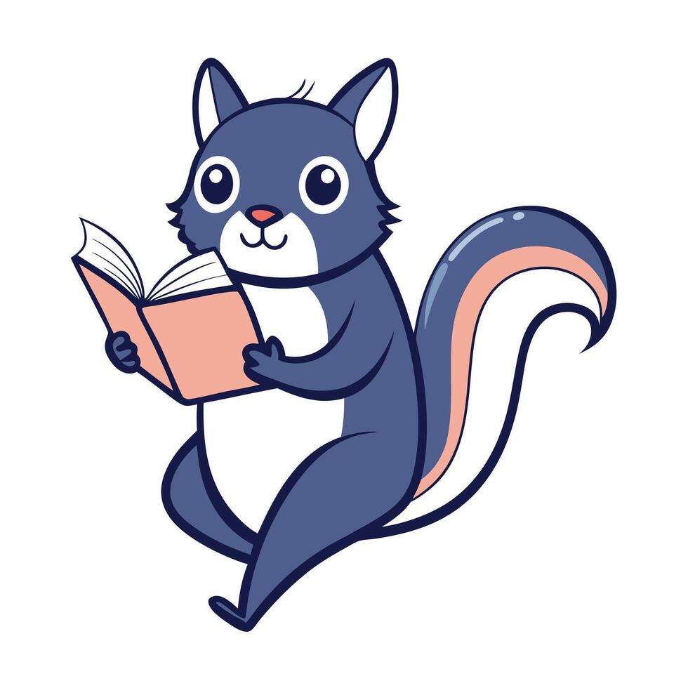 Flying Squirrel reading kawaii vector