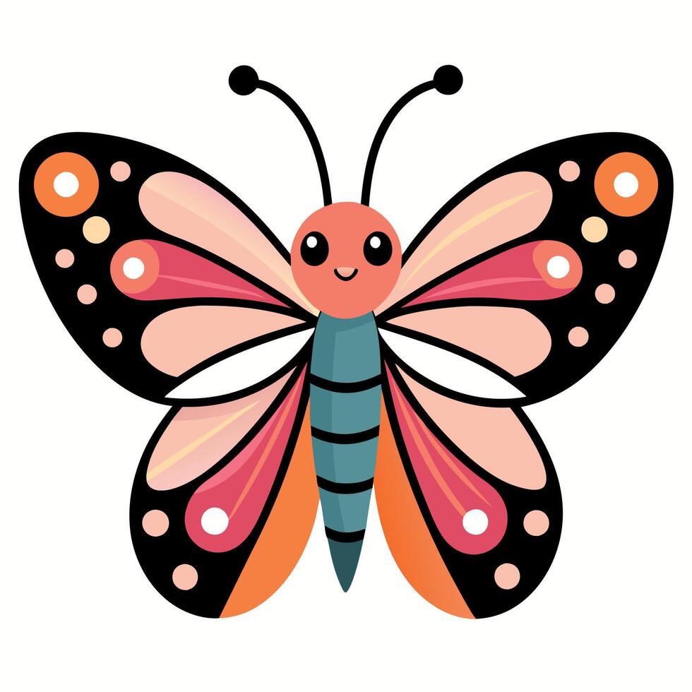 Fritillary Butterfly dancing kawaii vector