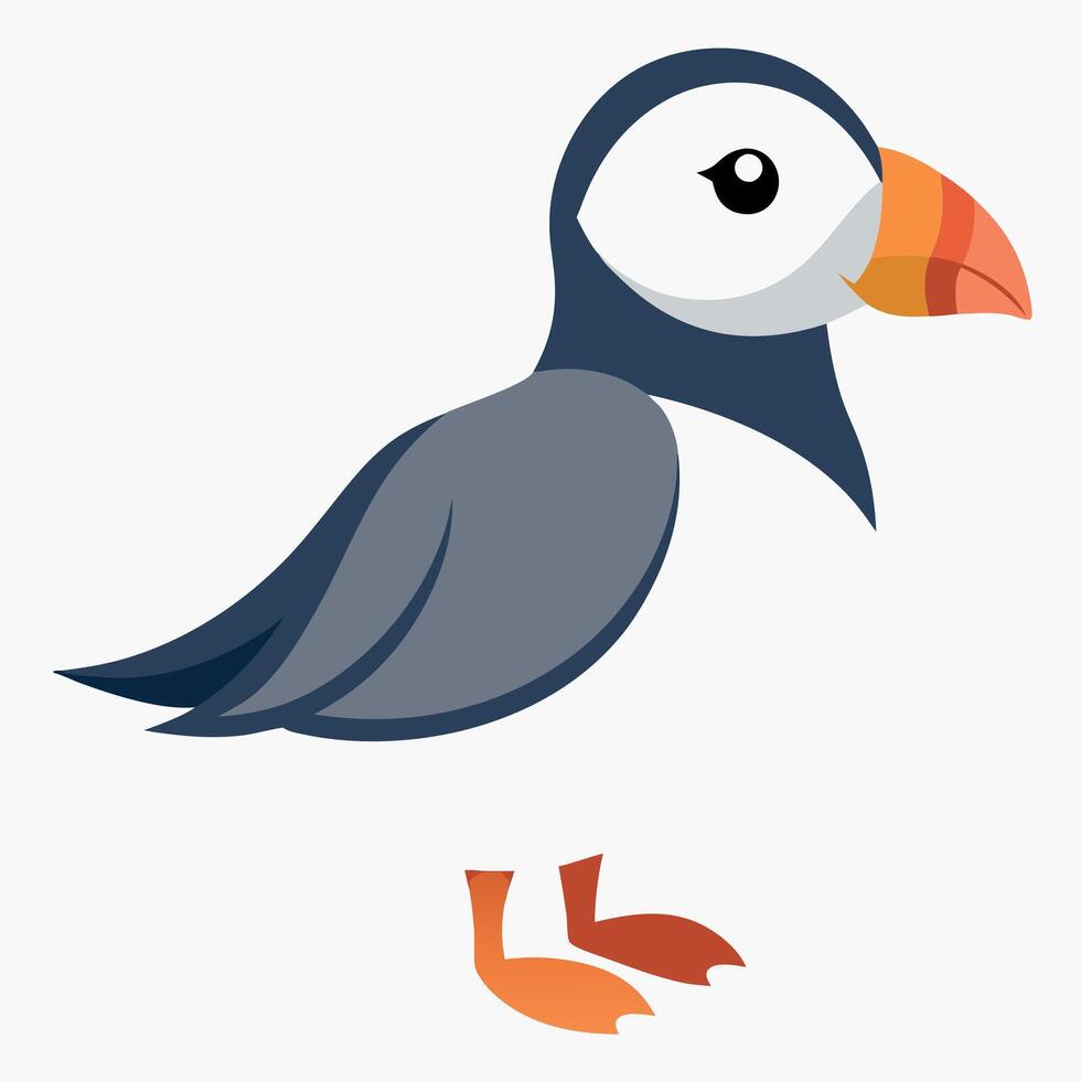 Fulmar bird stands kawaii vector