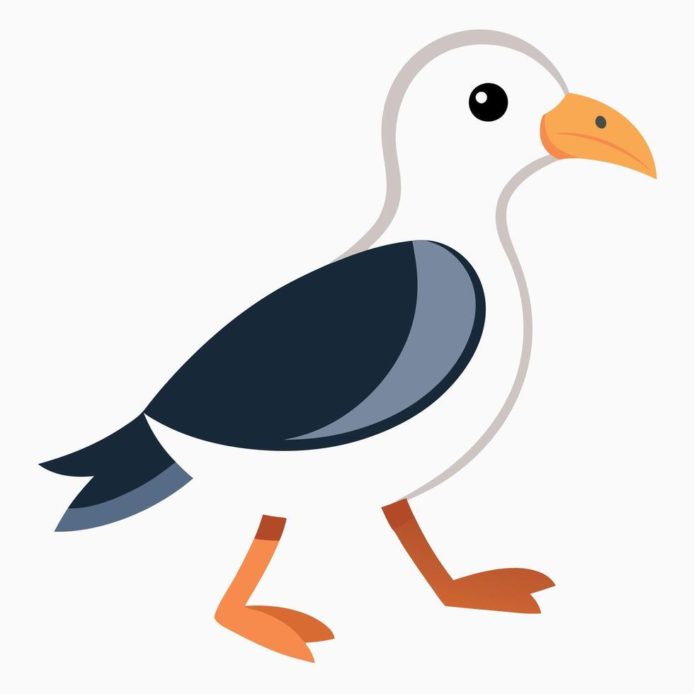 Fulmar bird walks kawaii vector