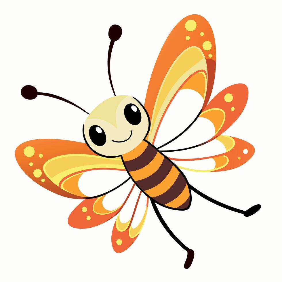 Fritillary Butterfly jumps kawaii vector