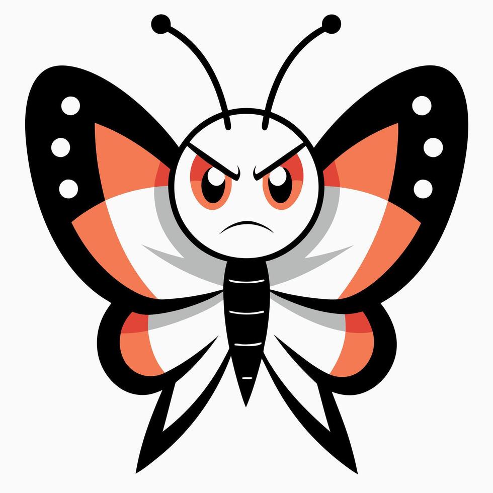 Fritillary Butterfly angry kawaii vector