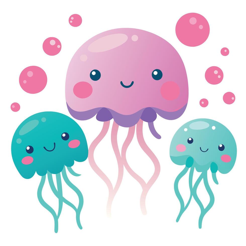 Freshwater Jellyfish play kawaii vector
