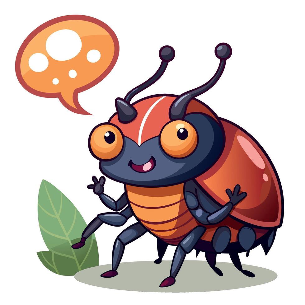 Fungus Beetle bug speaks kawaii vector