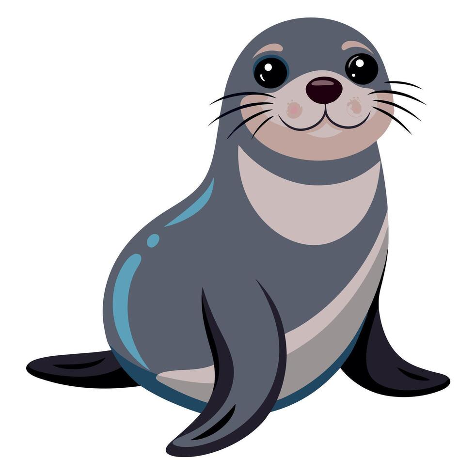 Galapagos Fur Seal sits kawaii vector