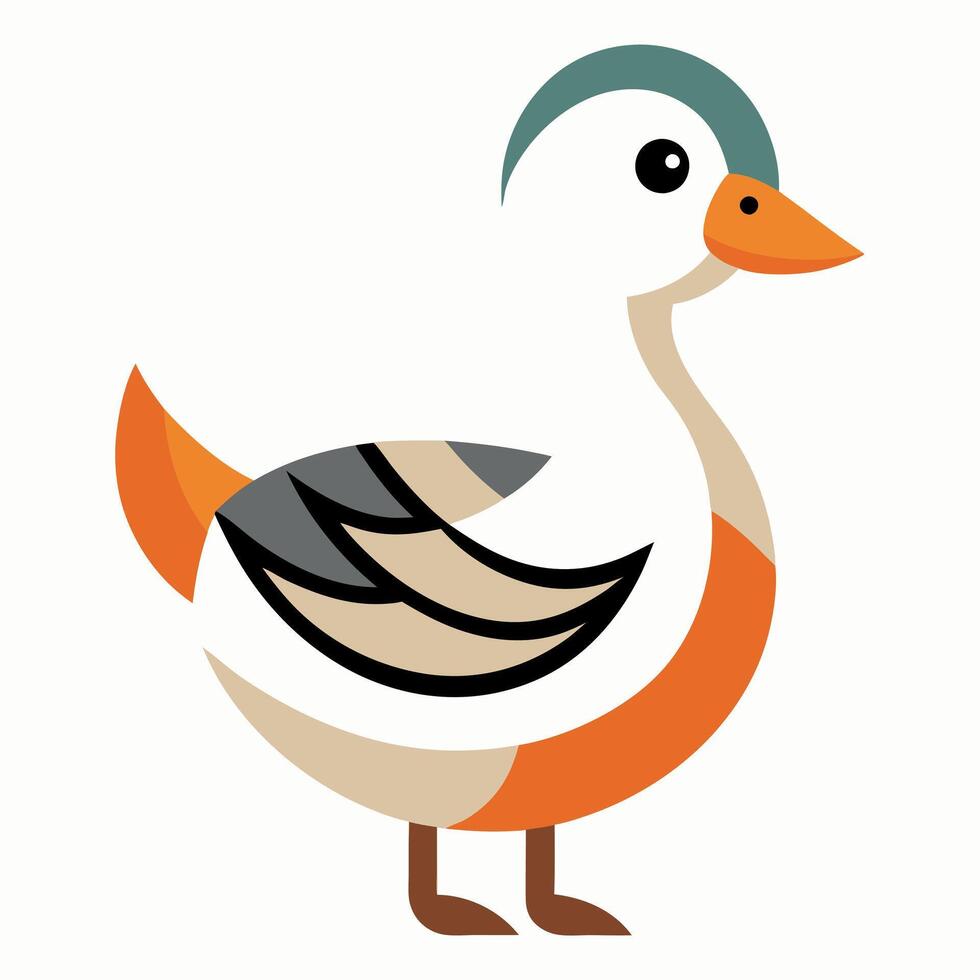 Gadwall bird stands kawaii vector