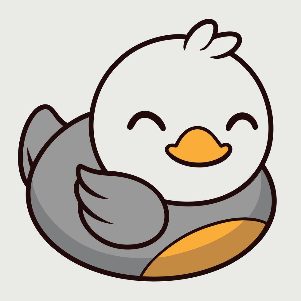 Gadwall bird sleeps kawaii vector